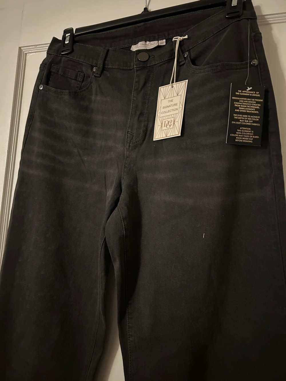DG2 by Diane Gilman Black Wide Leg Jeans with Stud Embellishment - Picture 5 of 7